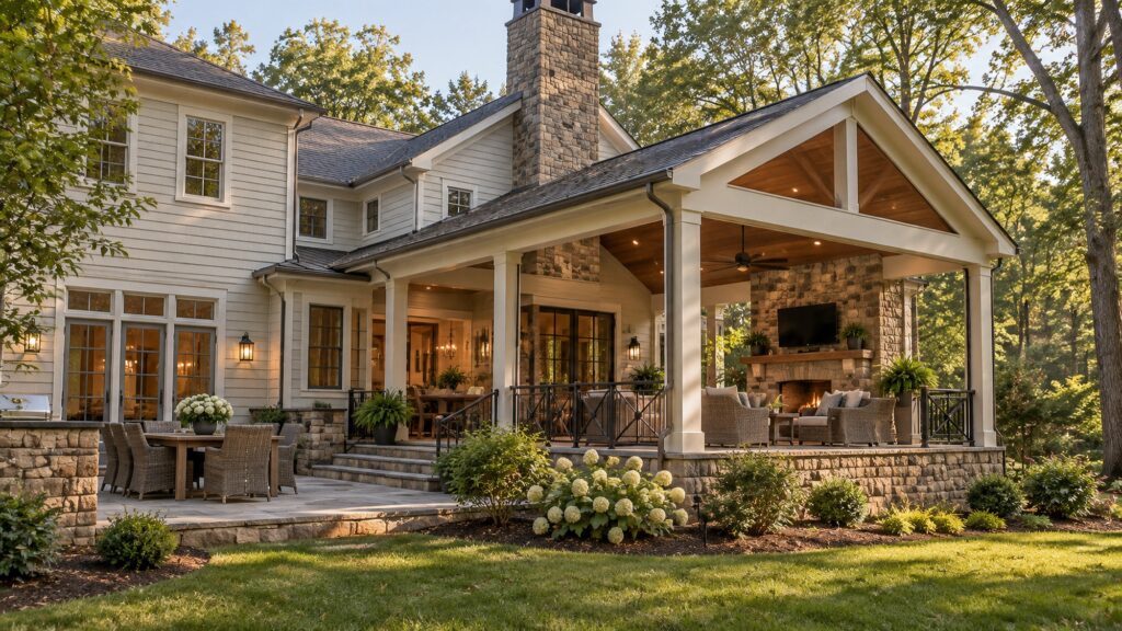 A completed home addition by R.E. Horner Construction